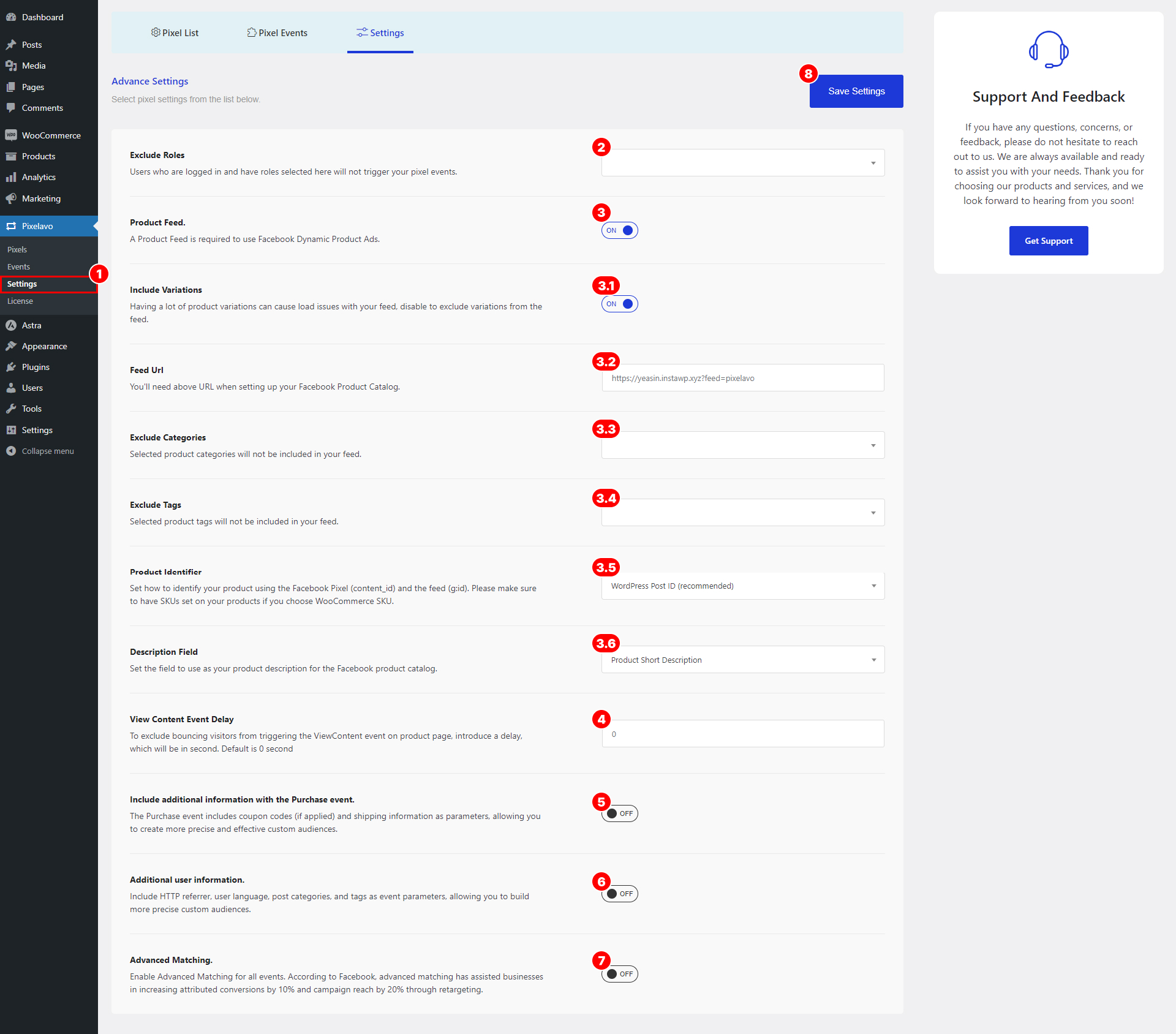 Advance Settings – Pixelavo