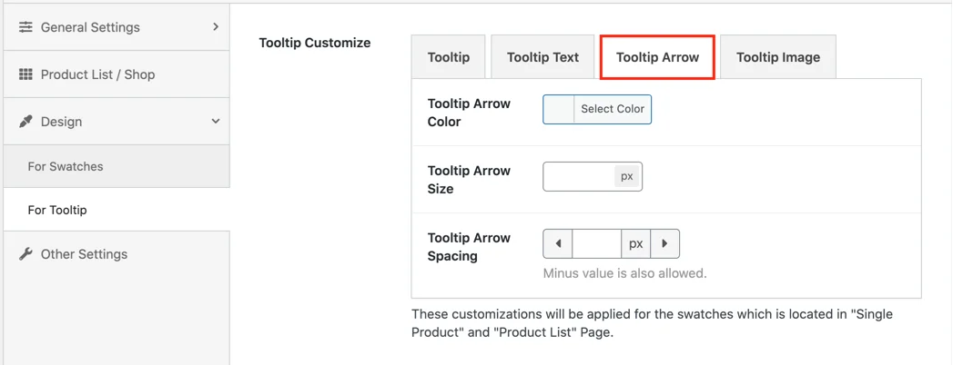 Tooltip arrow customize options